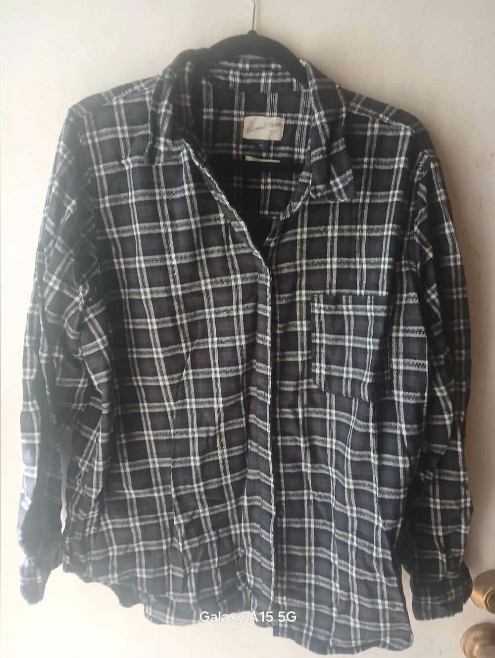 Universal Thread Black and White Plaid Relaxed Button-Up